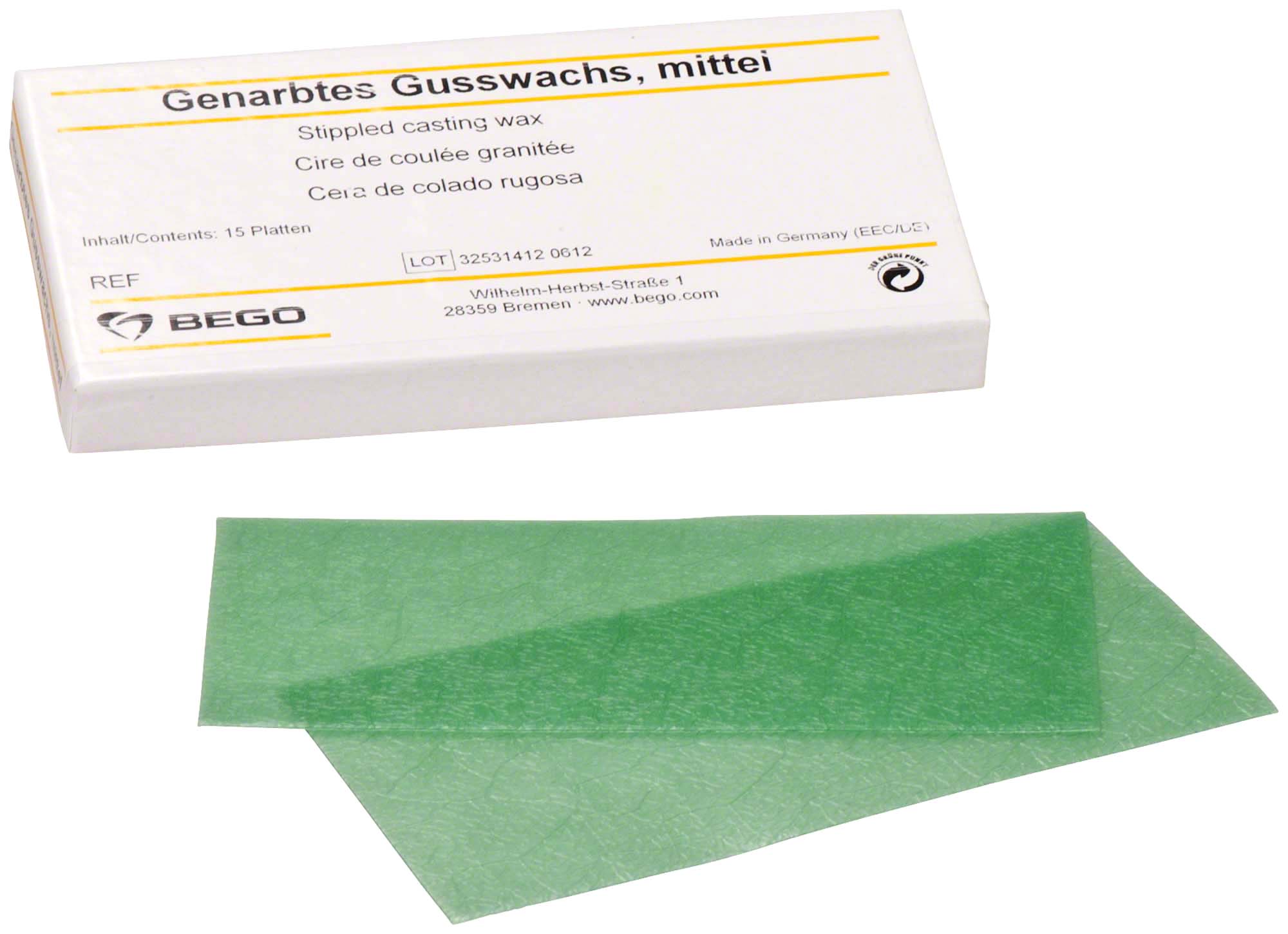 Воск для литья Gusswachs с грубым рифлением (15 шт) Bego